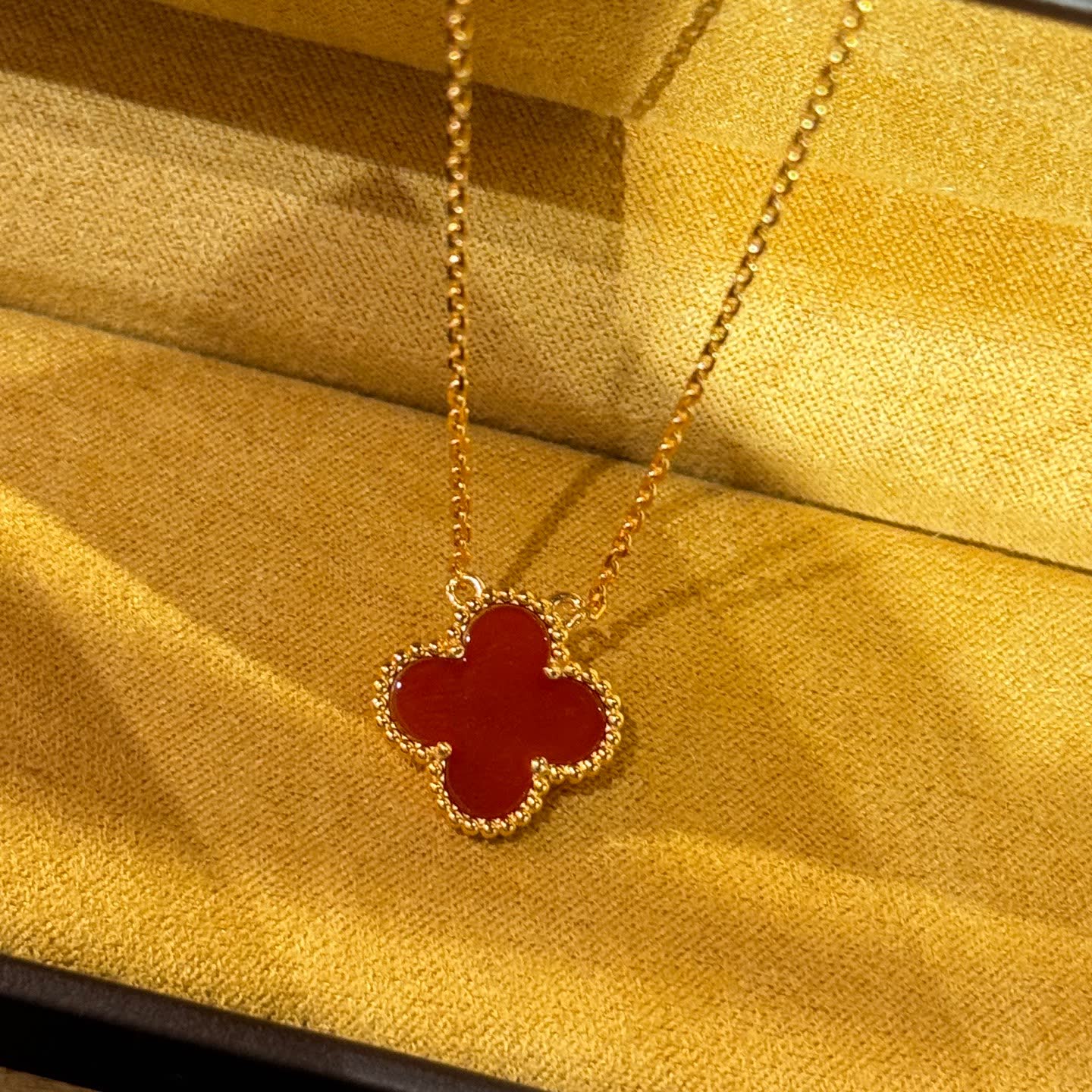 Van Cleef & Arpels Vintage Alhambra 18K Yellow Gold Ruby and Diamond Necklace